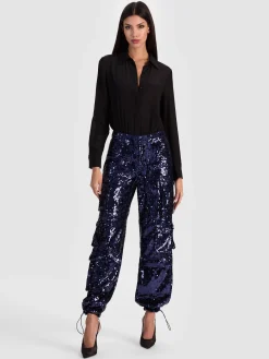 Alice and Olivia OLYMPIA SEQUIN CARGO PANT