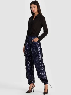 Alice and Olivia OLYMPIA SEQUIN CARGO PANT
