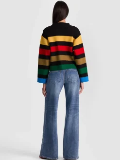 Alice and Olivia PEARSON STRIPED SWEATER JACKET
