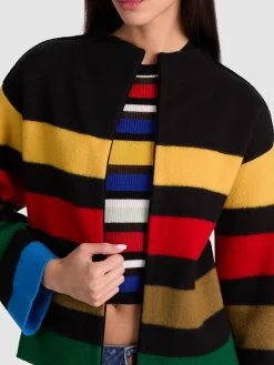Alice and Olivia PEARSON STRIPED SWEATER JACKET