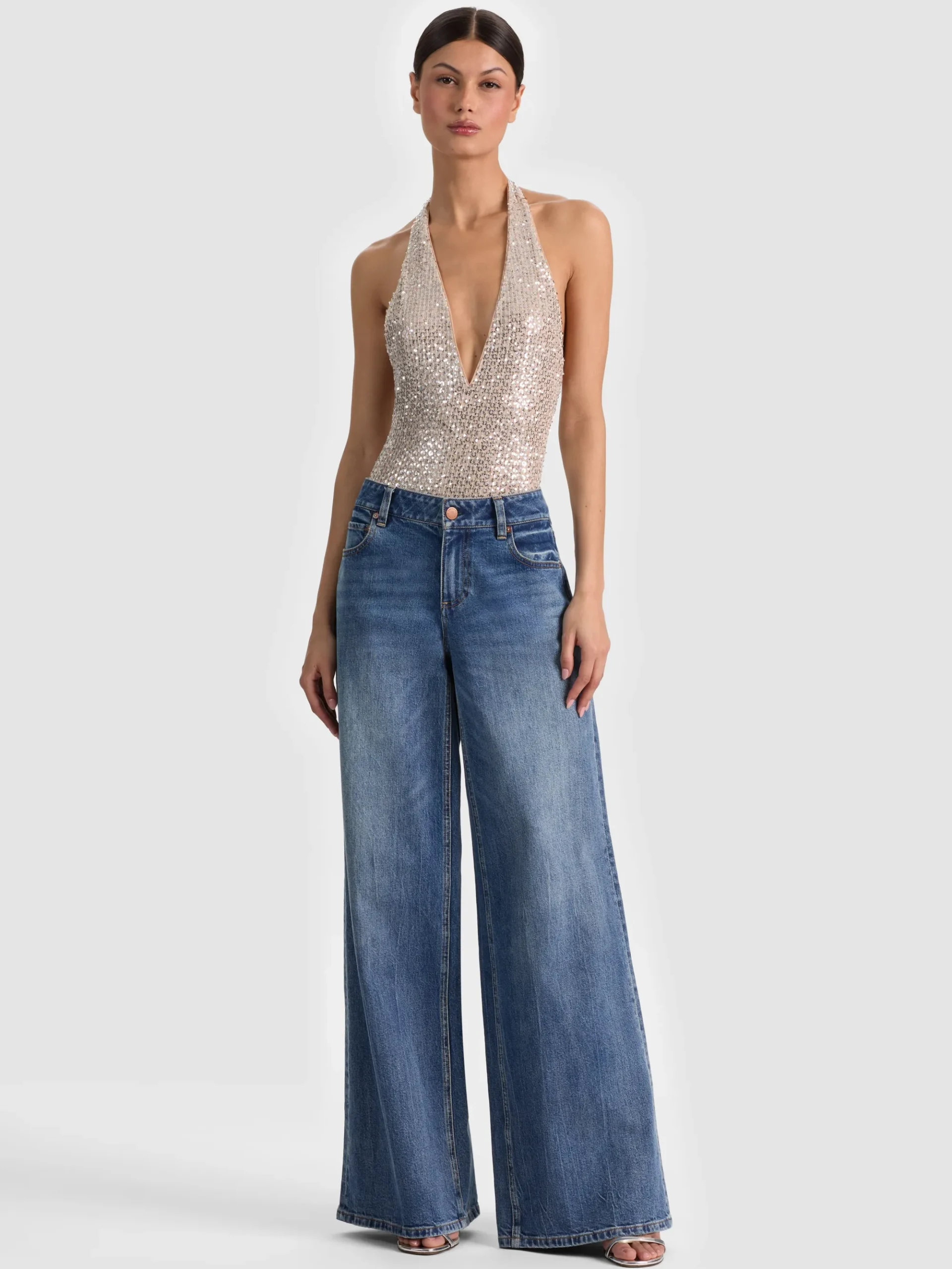 Alice and Olivia PIPPA SEQUIN BODYSUIT
