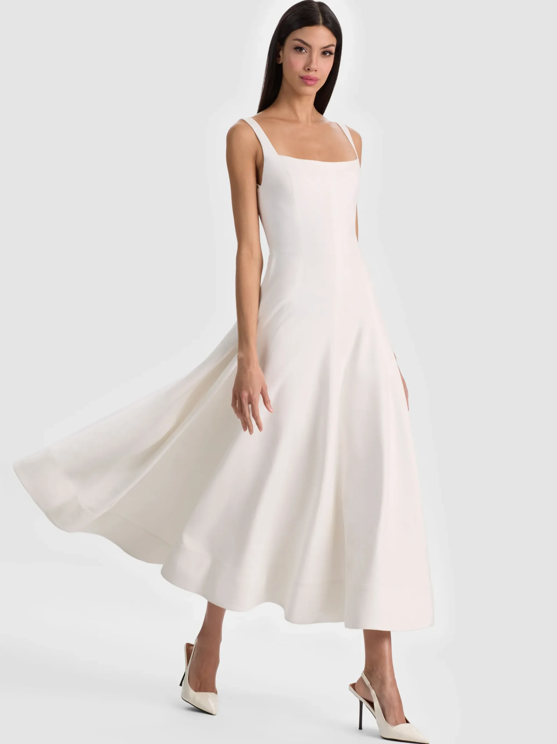 Alice and Olivia POLLY FLARED MIDI DRESS