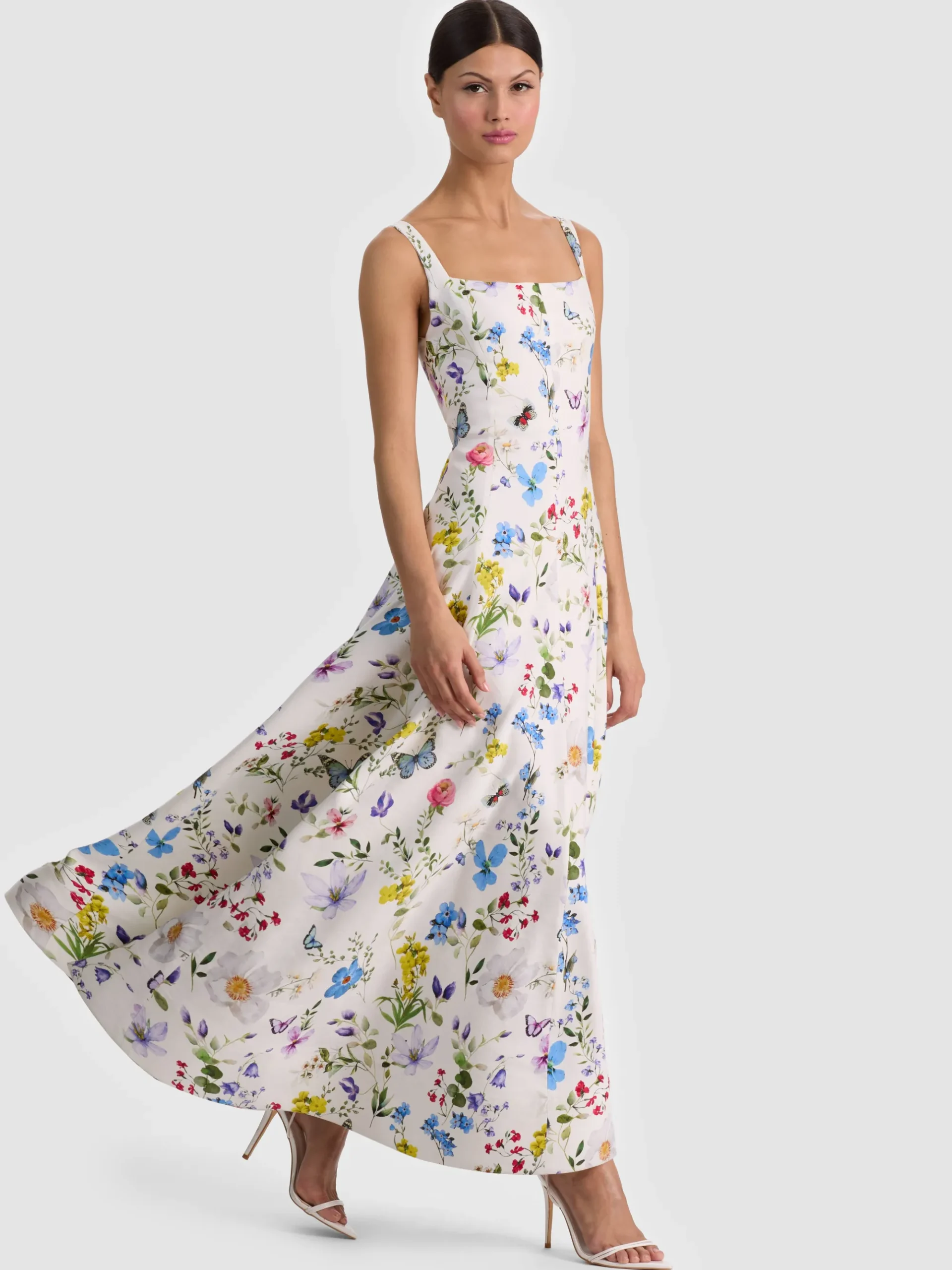 Alice and Olivia POLLY FLARED MIDI DRESS