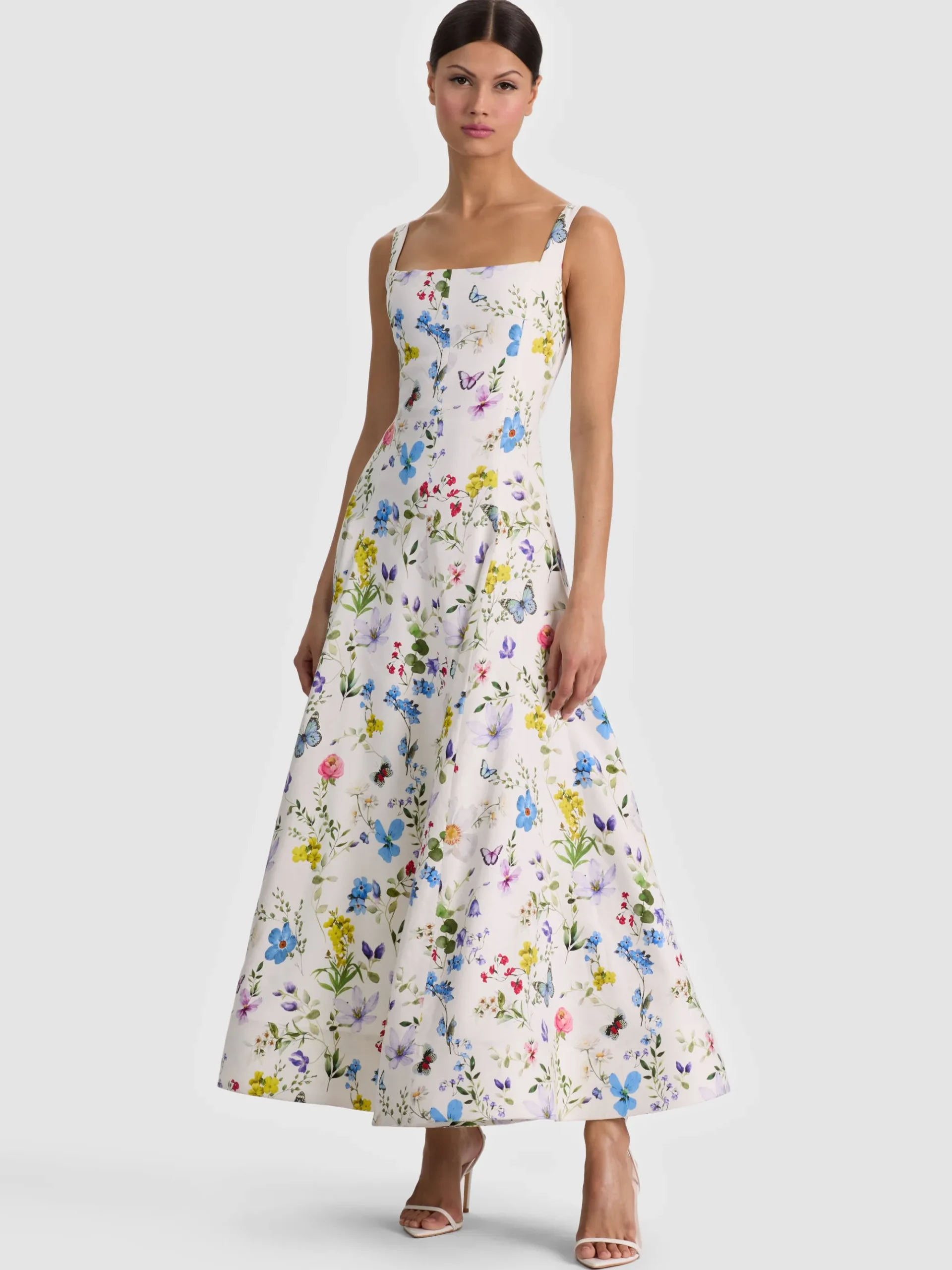 Alice and Olivia POLLY FLARED MIDI DRESS