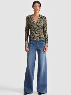 Alice and Olivia PORTIA MESH BUTTON DOWN