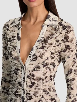 Alice and Olivia PORTIA MESH BUTTON DOWN