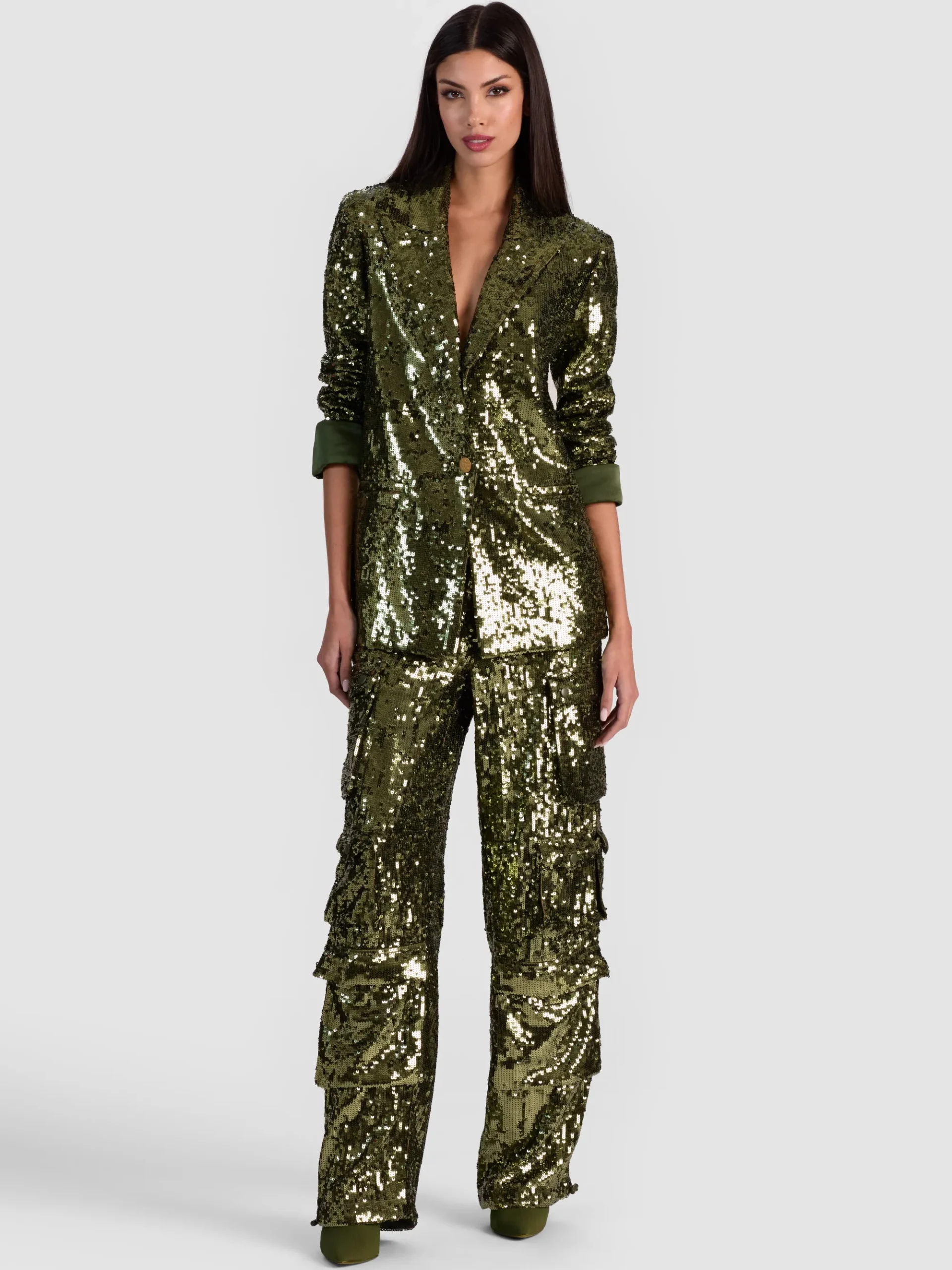 Alice and Olivia QUINCY SEQUIN BLAZER