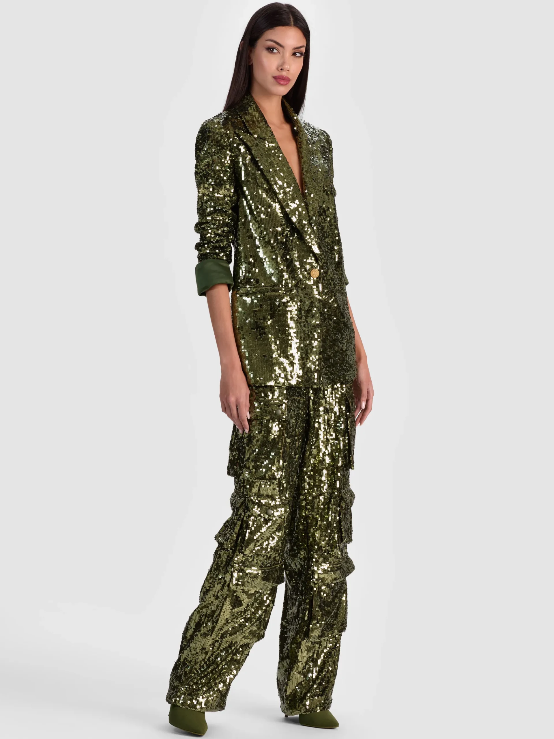 Alice and Olivia QUINCY SEQUIN BLAZER