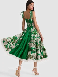 Alice and Olivia ROSALEE BUSTIER MIDI DRESS