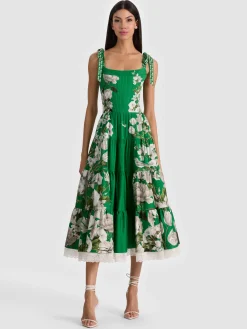 Alice and Olivia ROSALEE BUSTIER MIDI DRESS