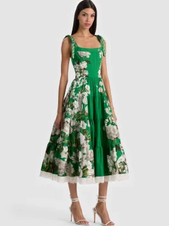 Alice and Olivia ROSALEE BUSTIER MIDI DRESS