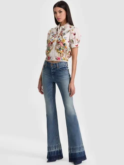 Alice and Olivia ROSIE CROPPED BUTTON DOWN