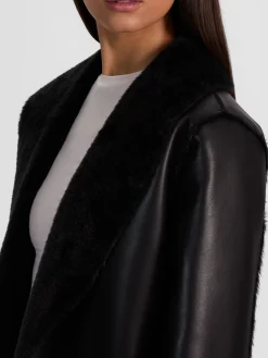 Alice and Olivia SHELBY FAUX SHEARLING MAXI COAT