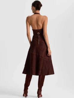 Alice and Olivia SOSIE SUEDE MIDI SKIRT