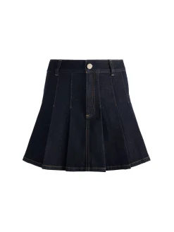 Alice and Olivia SUZIE DENIM PLEATED MINI SKIRT