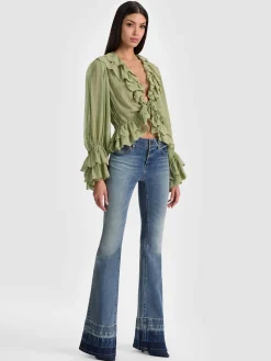 Alice and Olivia TENNEY CROPPED BLOUSE