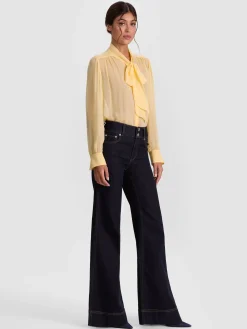 Alice and Olivia THAYER TIE NECK BLOUSE