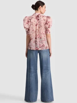 Alice and Olivia WILLA PUFF SLEEVE BLOUSE