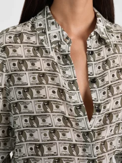 Alice and Olivia WILLA STACEFACE SILK BLOUSE