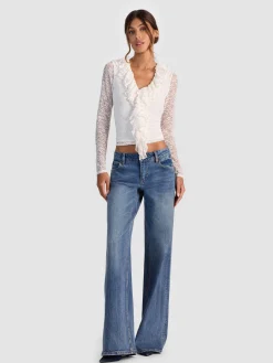 Alice and Olivia YARA RUFFLE TOP